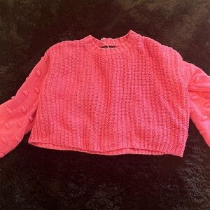Pink Knit Cropped Sweater